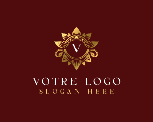 Wealth - Floral Wreath Crest logo design