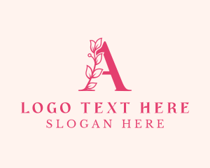 Feminine Floral Beauty Letter A logo design