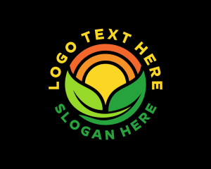 Organic - Eco Sun Leaves logo design