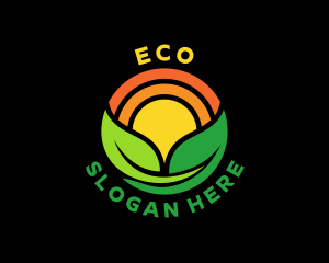 Eco Sun Leaves logo design