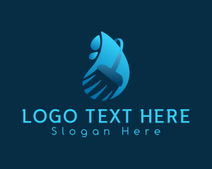 Hygiene - Water Droplet Broom logo design