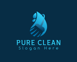 Water Droplet Broom logo design