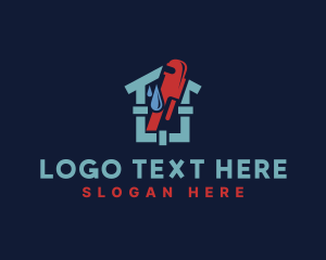 House - Pipe Wrench Plumbing House logo design