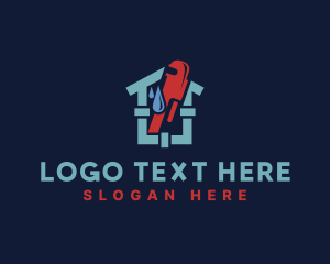 Pipe - Pipe Wrench Plumbing House logo design