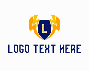 Energy Bar - Electric Lightning Shield logo design