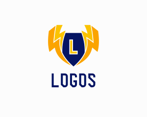 Letter - Electric Lightning Shield logo design