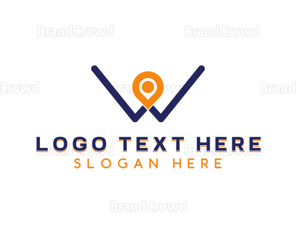 Linear Pin Letter W Logo