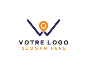 Locator - Linear Pin Letter W logo design