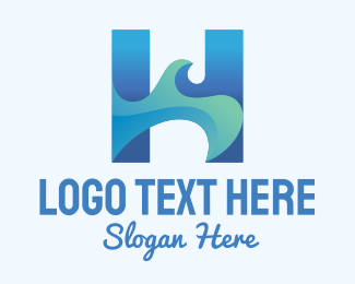 Blue Sea Wave Letter H Logo