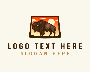 Map - Wyoming American Bison logo design