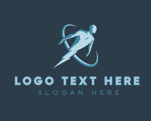 Voltage - Flying Human Lightning logo design