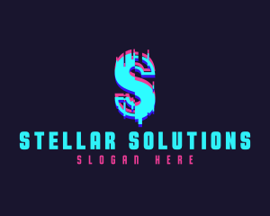 Futuristic Glitch Letter S logo design