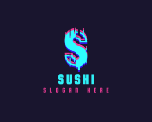 Futuristic Glitch Letter S logo design