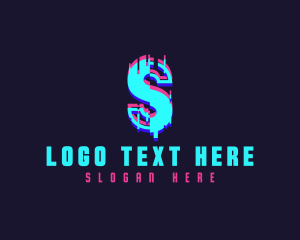 Digital - Futuristic Glitch Letter S logo design