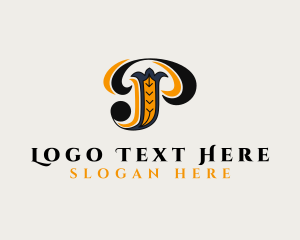 Typography - Artistic Royalty  Antique Letter P logo design