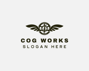 Cog Wrench Wings logo design