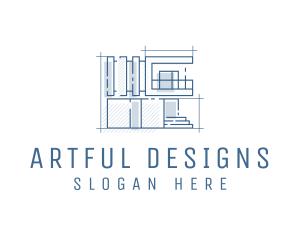 Blueprint Design House Architecture logo design