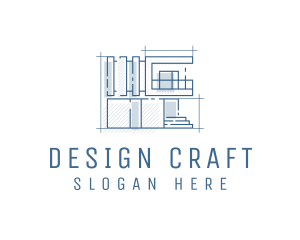 Blueprint Design House Architecture logo design