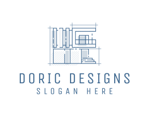 Blueprint Design House Architecture logo design