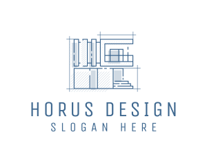 Blueprint Design House Architecture logo design