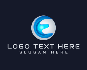 Globe - Tech Sphere Letter E logo design