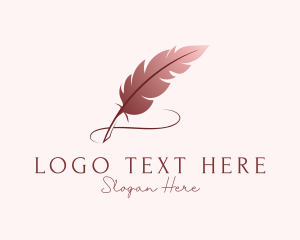 Scholar - Feather Quill Writer logo design