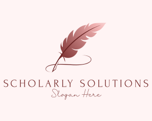 Scholar - Feather Quill Writer logo design