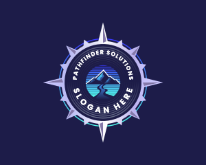 Compass Navigation Mountain logo design