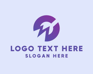 Purple - Modern Geometric Letter M Tech logo design
