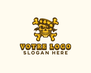 Skeleton - Casino Skull Crossbones logo design