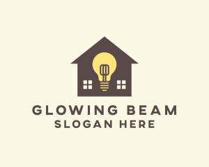 Fluorescent - House Light Bulb logo design