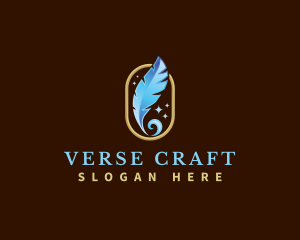 Poem - Literature Feather Writer logo design