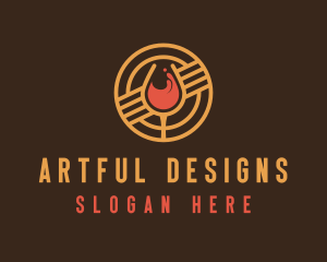 Circle Wine Line Art  logo design