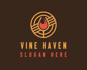 Circle Wine Line Art  logo design