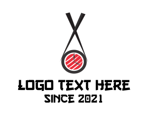 Japanese - Sushi Chopsticks Clock logo design