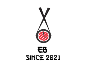 Food - Sushi Chopsticks Clock logo design