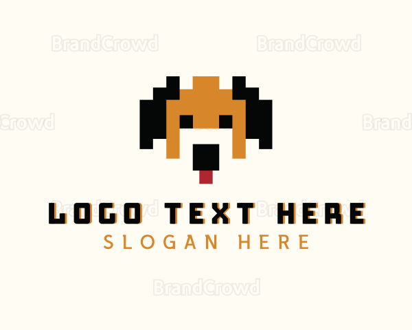 Dog Pixelated Game Logo