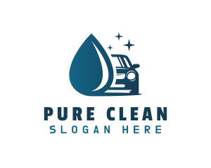 Blue Car Wash Droplet logo design