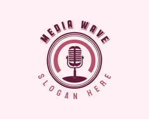 Podcast Mic Broadcaster logo design