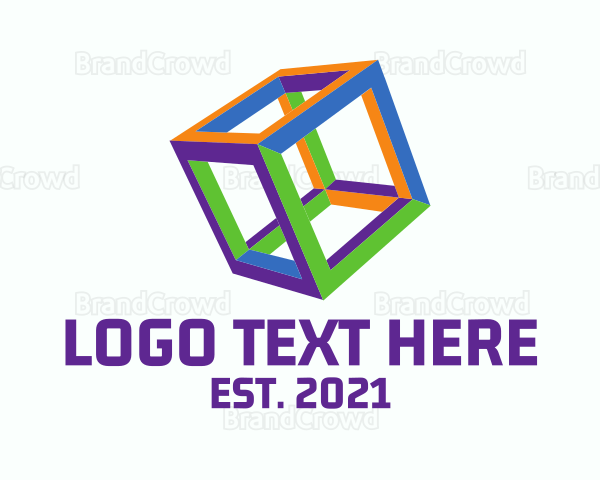 Fluorescent Colorful Cube Logo
