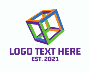 Dice - Fluorescent Colorful Cube logo design