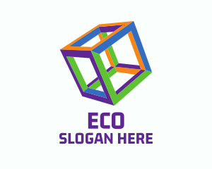 Fluorescent Colorful Cube Logo