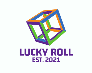 Fluorescent Colorful Cube logo design