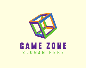 Fluorescent Colorful Cube logo design