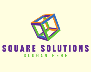 Fluorescent Colorful Cube logo design