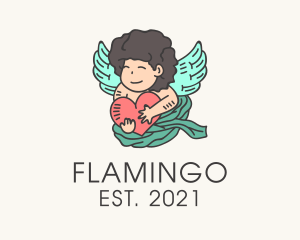Romance - Flying Cupid Heart logo design