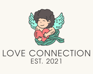 Flying Cupid Heart  logo design