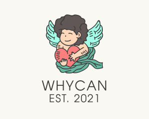Mythology - Flying Cupid Heart logo design
