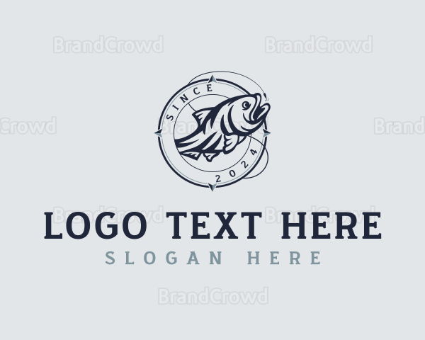 Sea Bass Fishing Hook Logo