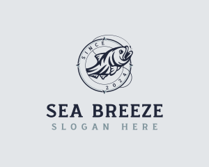 Sea Bass Fishing Hook logo design